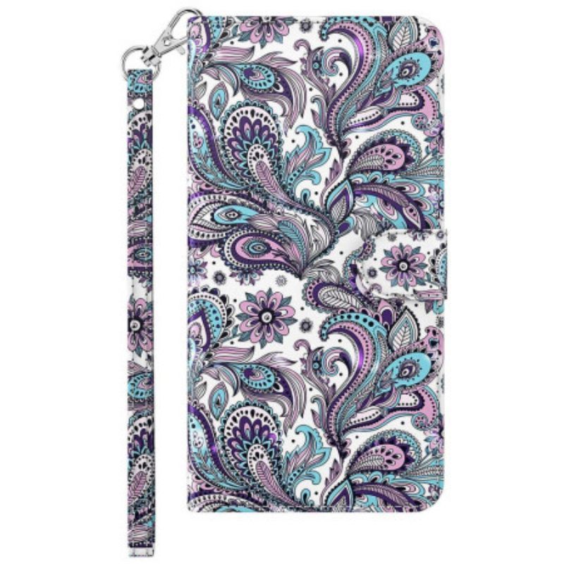 δερματινη θηκη Sony Xperia 5 IV με κορδονι Strappy Paisley Pattern